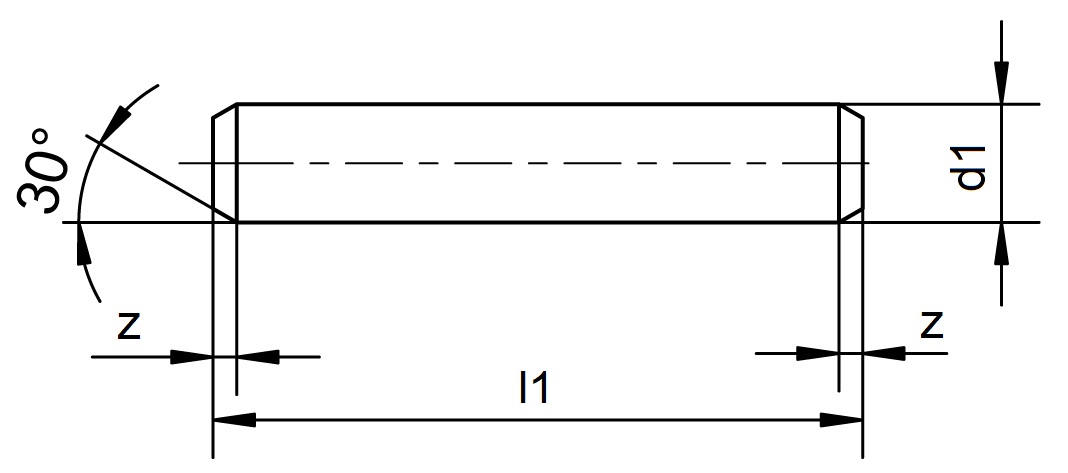 Pernos DIN 1433 forma A plano de dimensiones