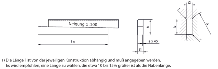 Tangentkeile DIN 268 Maßbild