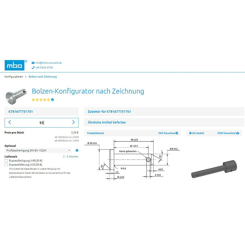 mbo Osswald - Configurateur de goujons selon plan