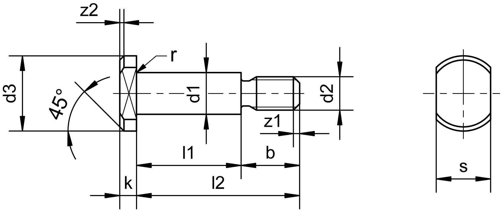 Goujons DIN 1445 plans de dimensions