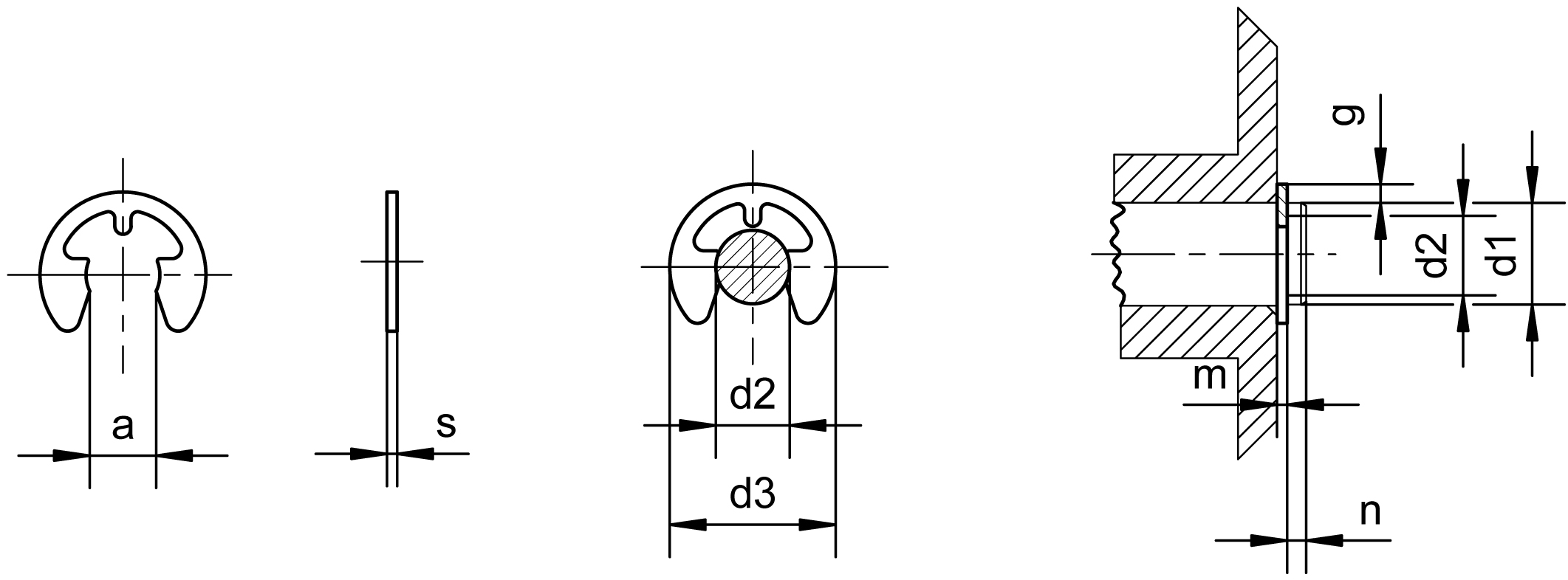 2 Stück  2,2 mm  Sicherungsscheiben  DIN 6799  Sondergrößen  Federstahl 