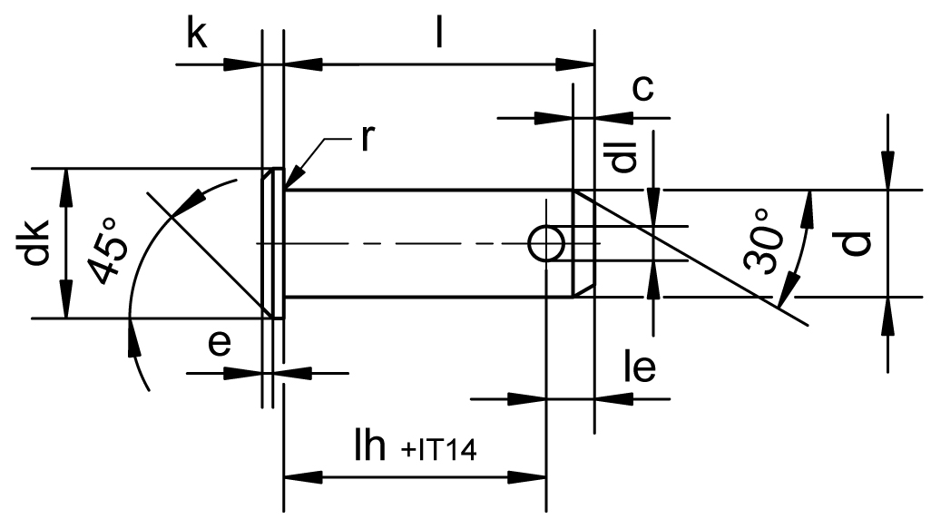 Goujons DIN EN 22341 / ISO 2341 forme B plans de dimensions