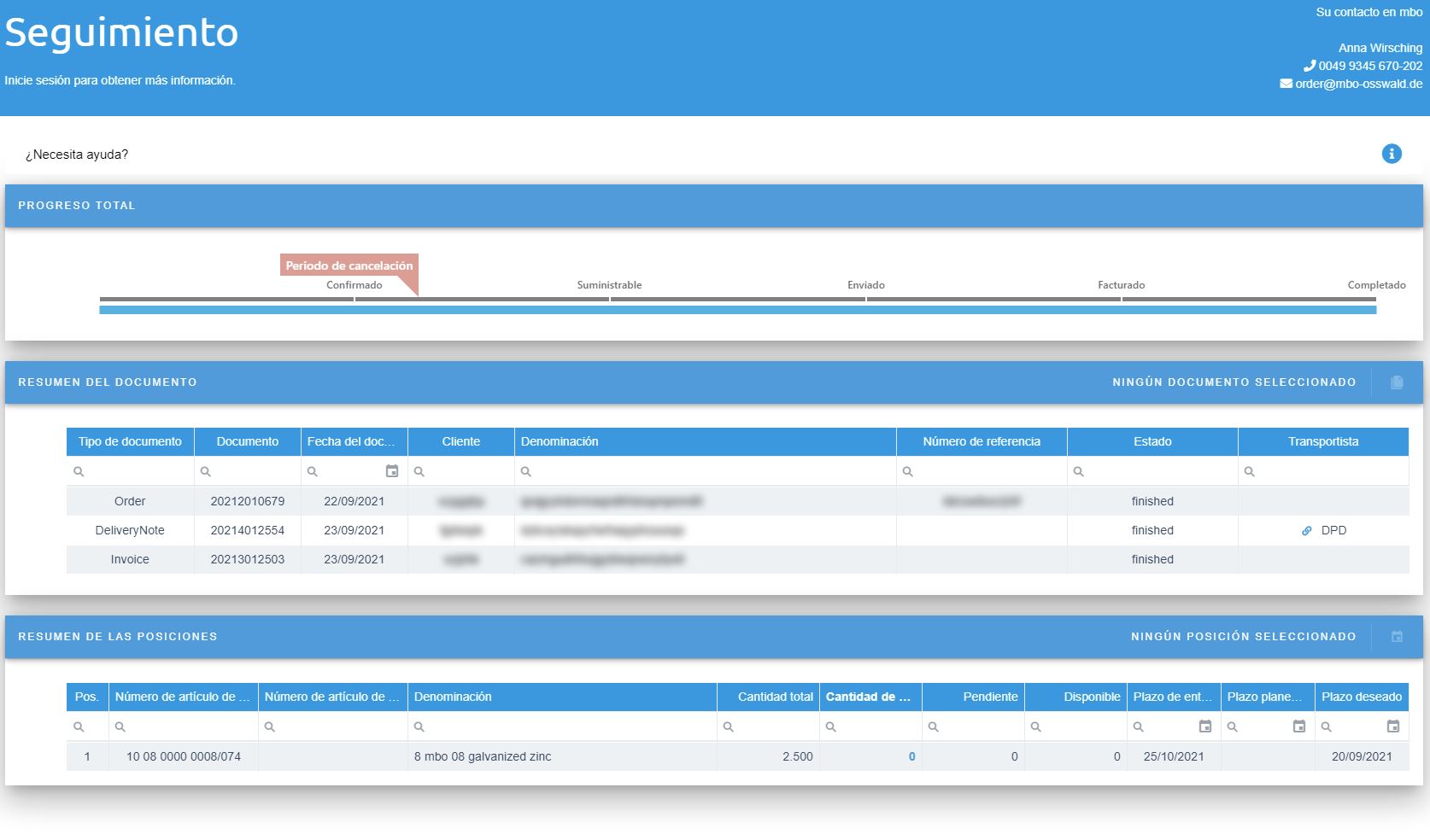 Seguimiento del pedido