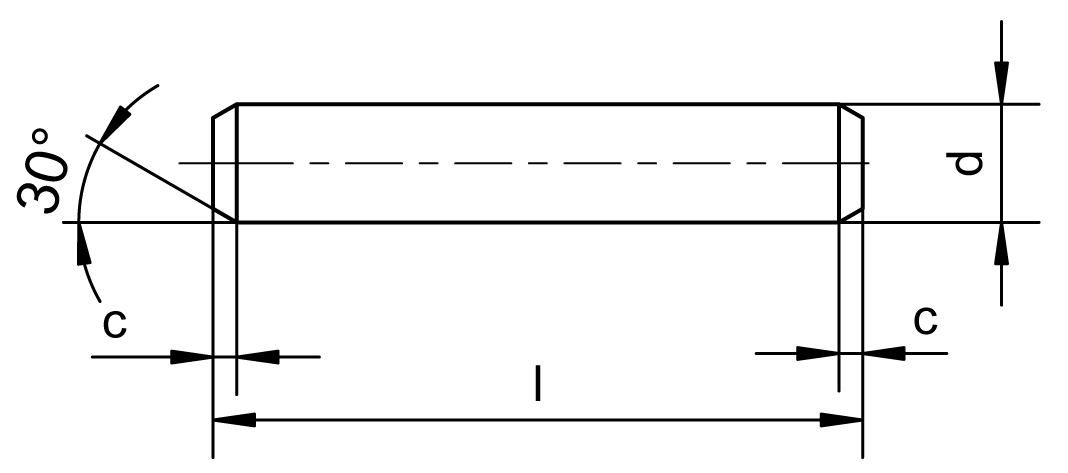 Pernos DIN EN 22340 / ISO 2340 forma A plano de dimensiones