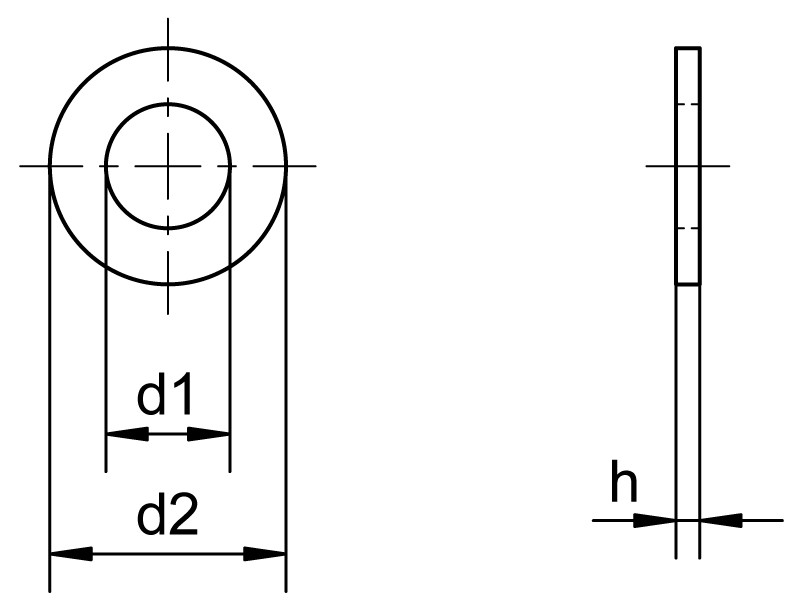 Washers DIN 125 form A - Dimensional drawing