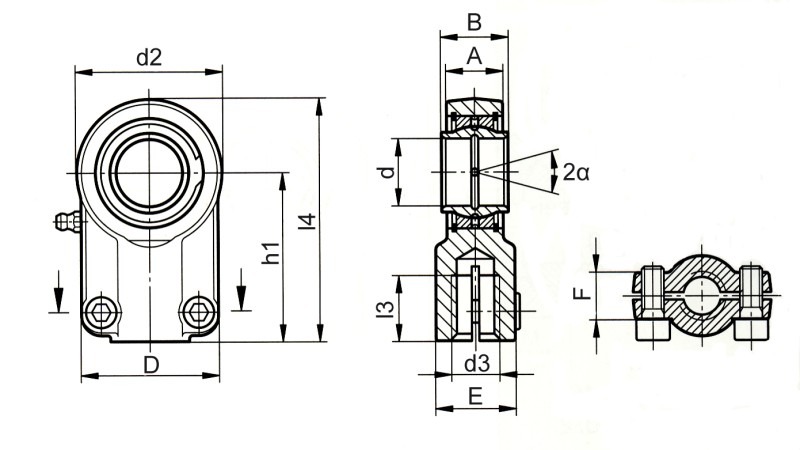 Hydraulik-Gelenkköpfe DIN 24338 / entspricht teilweise ISO 6982 - Maßbild