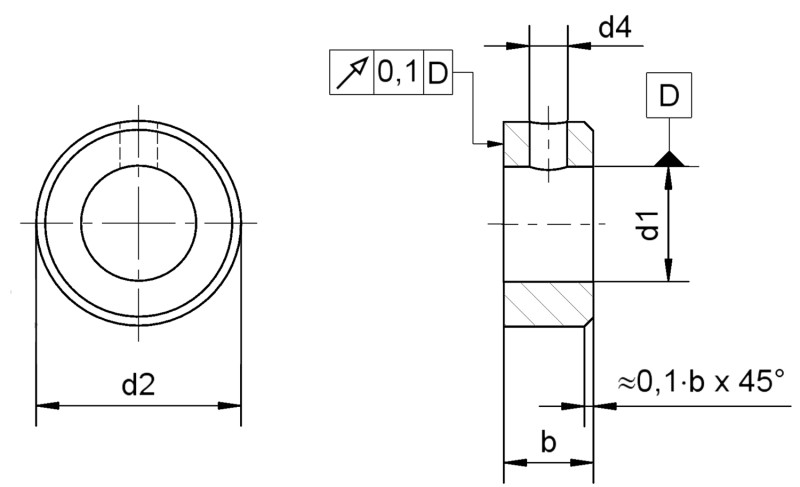 Collari di spallamento DIN 705 Forma B - Immagine quotata Collari di spallamento DIN 705 Forma B - Immagine quotata