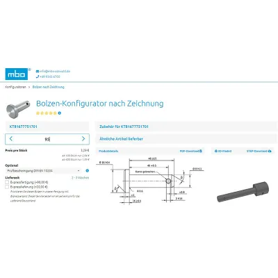 Bolts configurator according to drawing