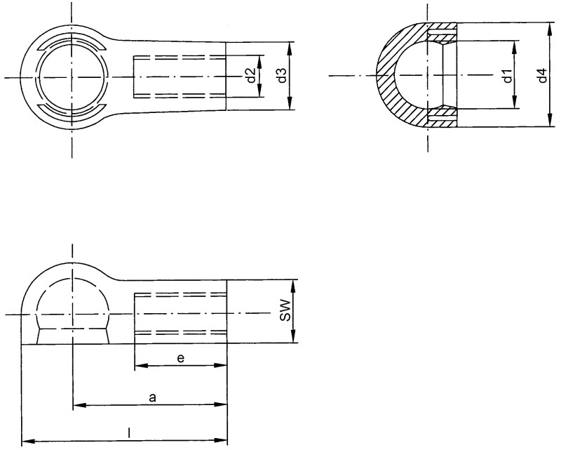 Cojinetes esféricos de plástico similares a DIN 71805 - Plano de dimensiones