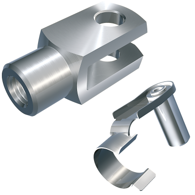 Clevis joints (similar to DIN 71751), with folding spring bolt, loose