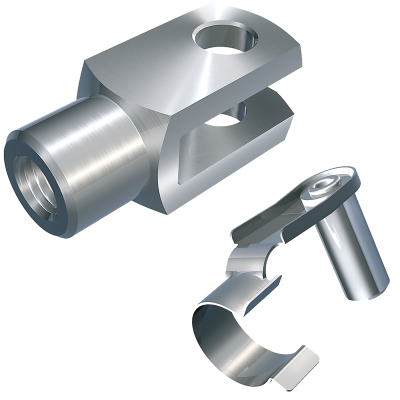Snodi a forcella (simile a DIN 71751), con clip per forcelle, sciolto Snodi a forcella (simile a DIN 71751), con clip per forcelle, sciolto