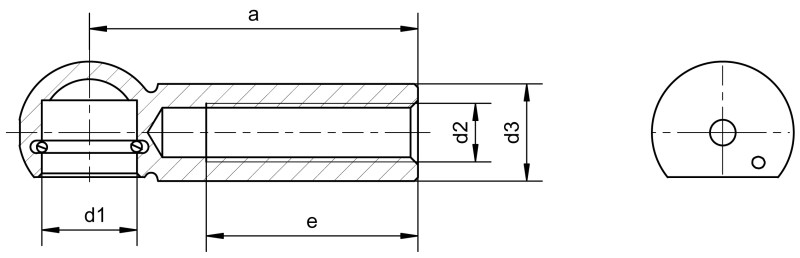Ball sockets similar to DIN 71805 form B long version - Dimensional drawing