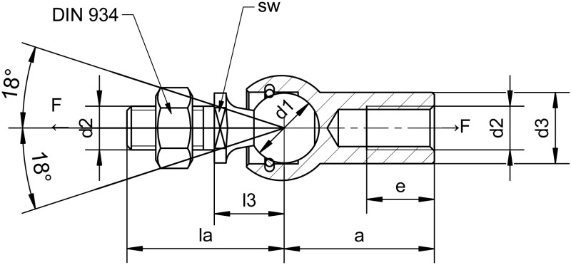 Axial joints similar to DIN 71802 removable - Dimensional drawing