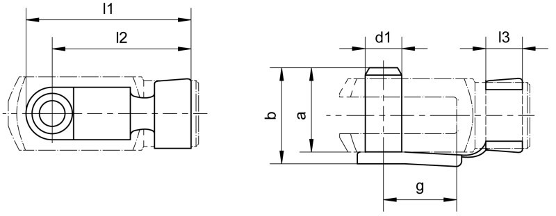 Folding spring bolts (suitable for clevises) - Dimensional drawing