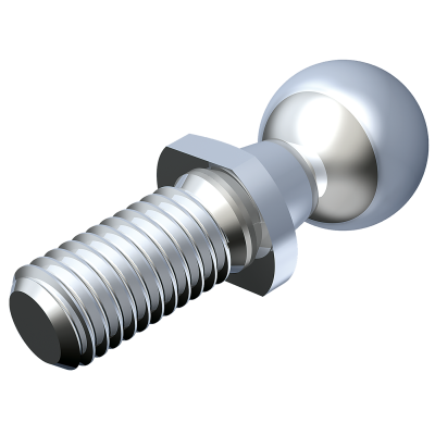 Ball studs DIN 71803 form C with threaded stud and spanner surface