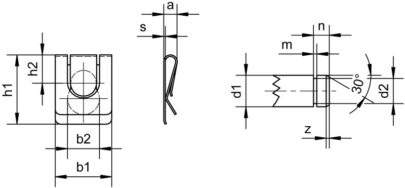 Clips à baïonnette - Plans de dimensions