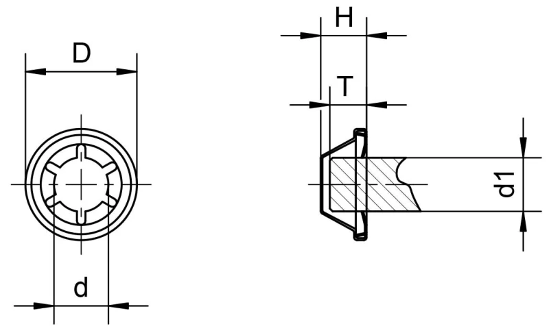 Rondelles élastiques avec capuchon de profondeur - Plans de dimensions