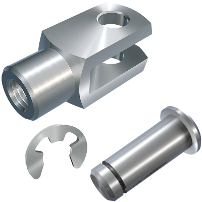 Clevis joints (similar to DIN 71751), with bolt with groove and locking washer DIN 6799, loose