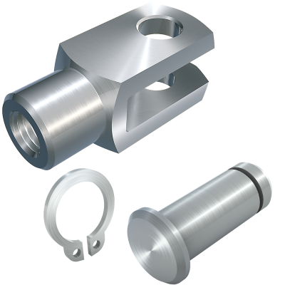 Chapes d'articulation (semblable DIN 71751), avec goujon avec gorge et circlip DIN 471, détachée