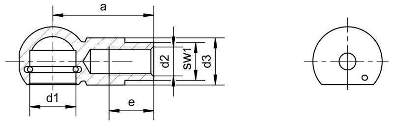 Cojinetes esféricos similares a DIN 71805 forma B con superficie para llave - Plano de dimensiones