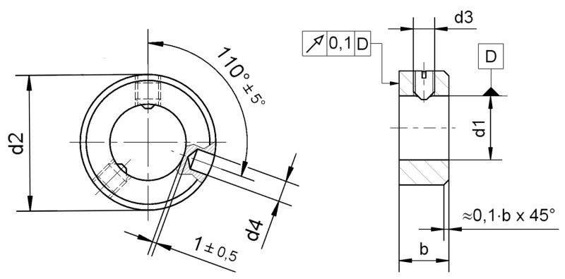 Anillos de ajuste DIN 705 forma C - Plano de dimensiones