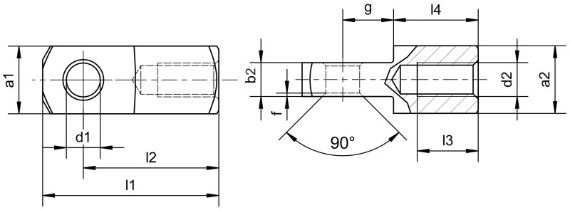 Mating pieces for clevises - Dimensional drawing