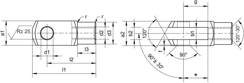 Gabelköpfe DIN 71752 / DIN ISO 8140 / CETOP RP102P - Maßbild