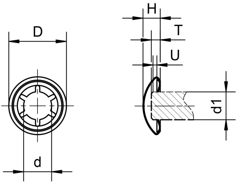 Rondelles élastiques avec capuchon - Plans de dimensions