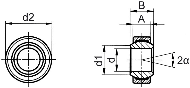 Pivoting bearings DIN ISO 12240-1 (DIN 648) E series maintenance-free version stainless steel - Dimensional drawing Pivoting bearings DIN ISO 12240-1 (DIN 648) E series maintenance-free version stainless steel - Dimensional drawing