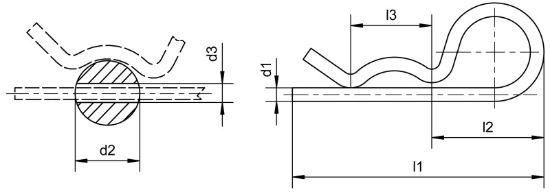 Goupilles beta semblable DIN 11024 - Plans de dimensions Goupilles beta semblable DIN 11024 - Plans de dimensions