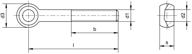 Augenschrauben DIN 444 Form B - Maßbild